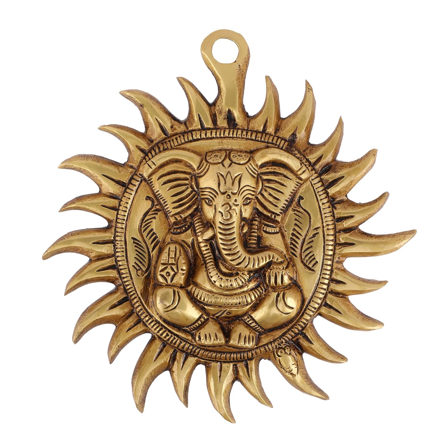 

100% Pure Brass God Ganesha With Surya Chakra Ganesh Murti, Large Wall Hanging