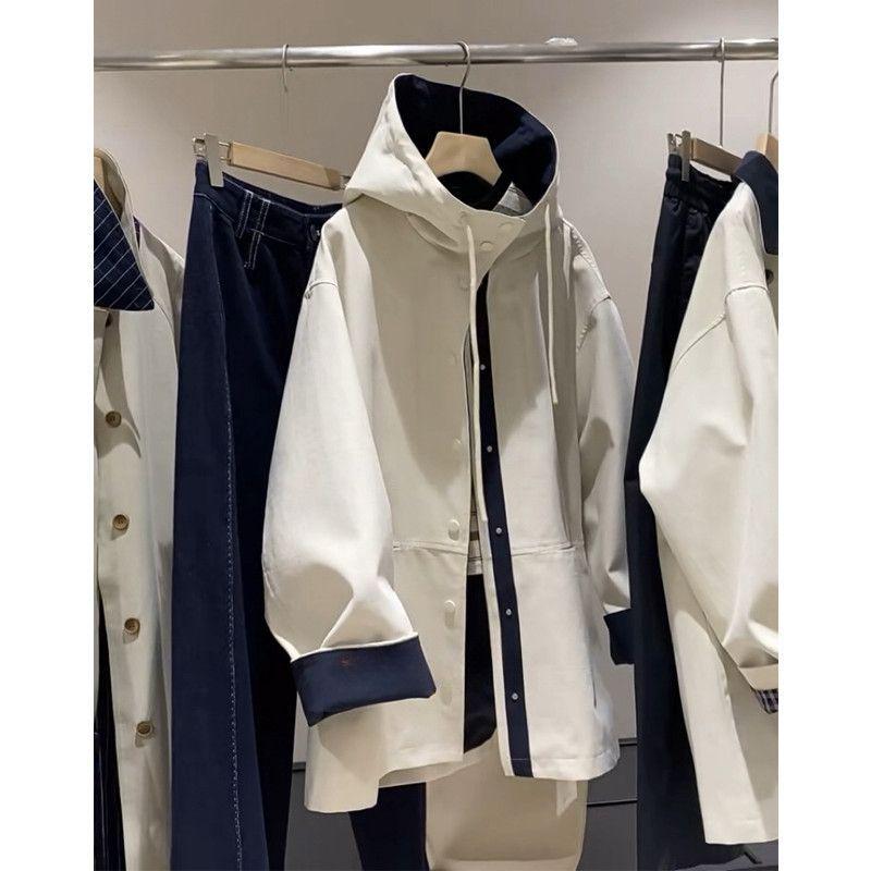 2025 Women's Korean-Style Hooded Trench Coat: Spring/Autumn, Japanese-British Casual Small Size