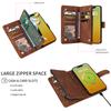 For iPhone 15 Pro Case Zipper Multi-Pocket Wallet Leather Phone Cover with Shoulder and Wrist Straps