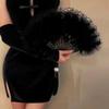 Multicolor Hand Fan Lace Wedding Party Bride Fan White Fur Folding Fan  Hand Held Party Decoration