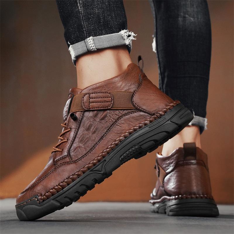 Men's High-top Casual Shoes Handmade Shoes Casual Sneakers Plus Size 39-48