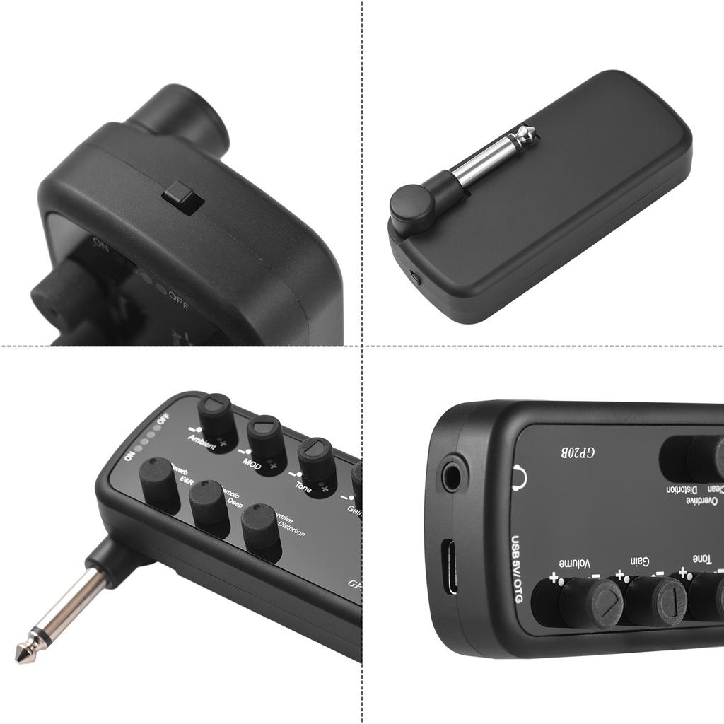 Bass Amplifier Mini Amp Portable Headphone Bass Amplifier Plug and Play for Electric Bass Musical Instrument 3 Built In