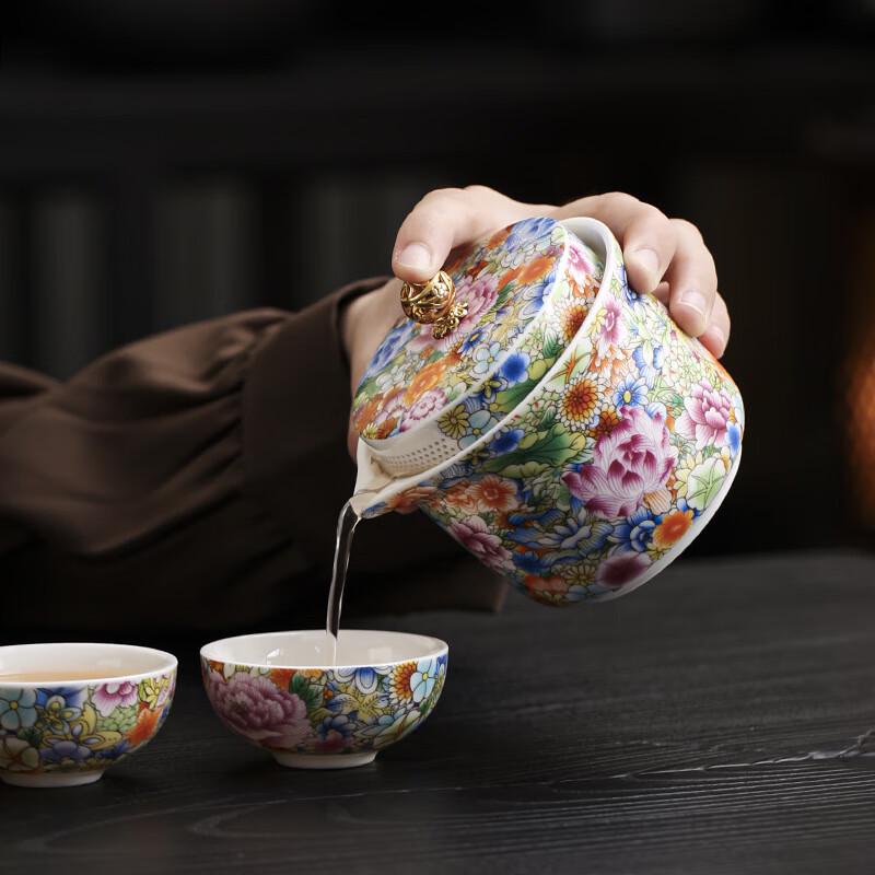 Meijin Palace Style Enamel Ceramic Travel Tea Set