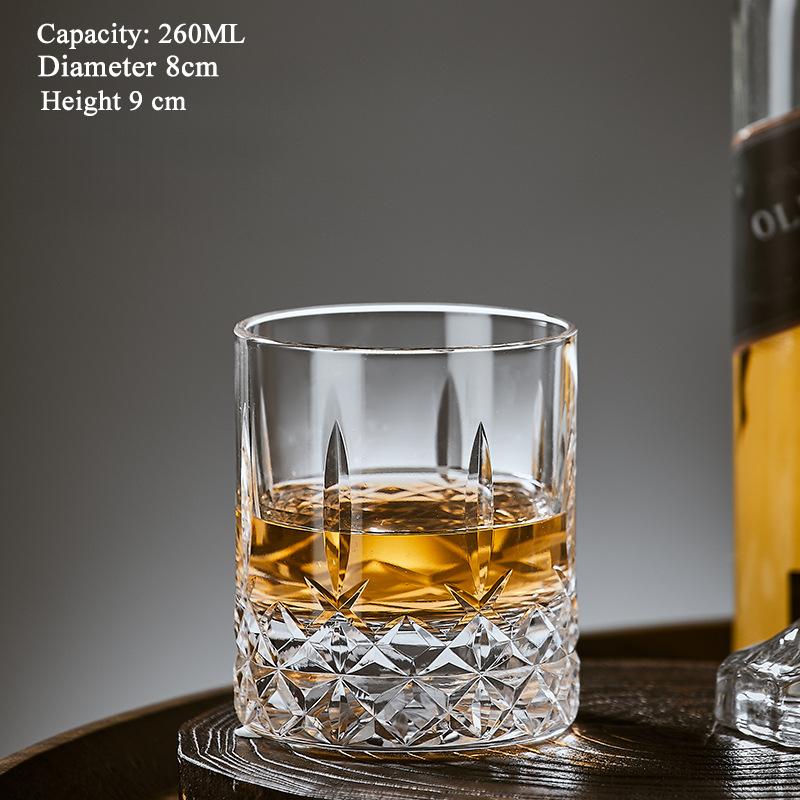

Hand-carved Glasses,Crystal Whisky Wine Glasses, Polished Wine Cup, Transparent Drinkware for Bar, 260ml, 2Pcs