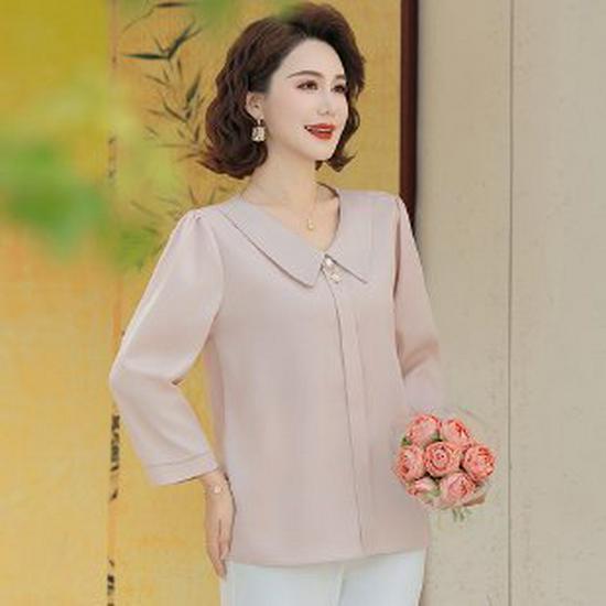 

2026 Spring Mother s Day Loose Long Sleeve Top for Women 50+ XL шампанського