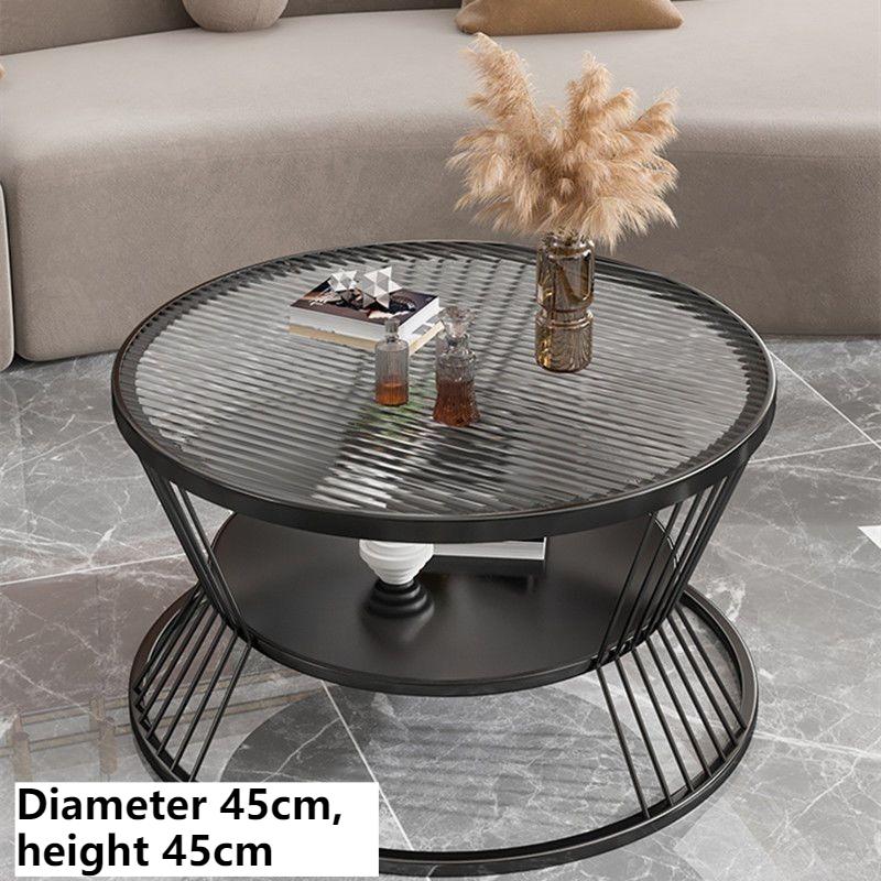 Tempered Glass Coffee Table Round Living Room Center Tables Modern Luxury Storage Coffee Tables Minimalist End Table Furniture