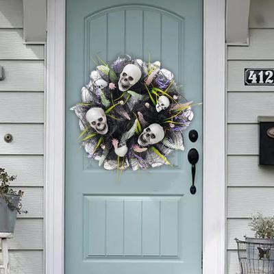 Halloween Front Door Skulls Wreath Wall Hanger Diameter 40cm Decoration Handmade Versatile