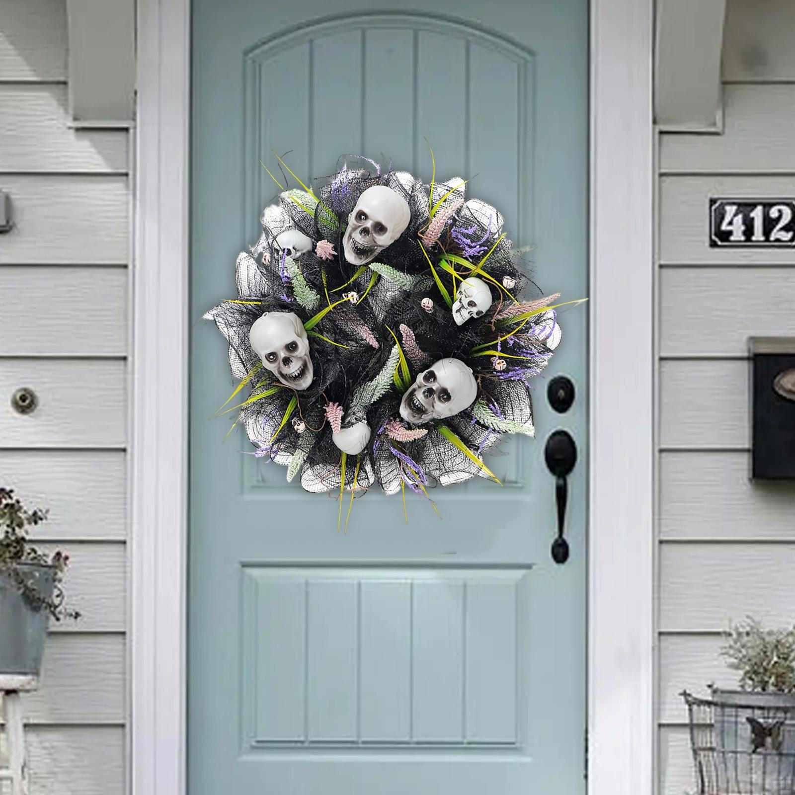

Halloween Front Door Skulls Wreath Wall Hanger Diameter 40cm Decoration Handmade Versatile