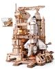 ROBOTIME 3D Wooden Puzzle, 1:420 Scale Airplane and Space Shuttle Model, with LED Lights, Movable Model, Mechanical Model, Space Model Enthusiast