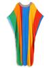 EDOLYNSA Flag Color Printed Boho Hand-knit V Neck Bat Sleeve Beach Dress 2024 Summer Women Loose Kaftan Beachwear Swimsuit Cover Up