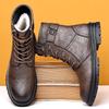 Men's High-Top Winter Fashion Boots with Wool Lining - Warm & Thickened for Cold Weather.