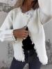 Women's 2025 Fashion Crew Neck Long Sleeve Woolen Coat