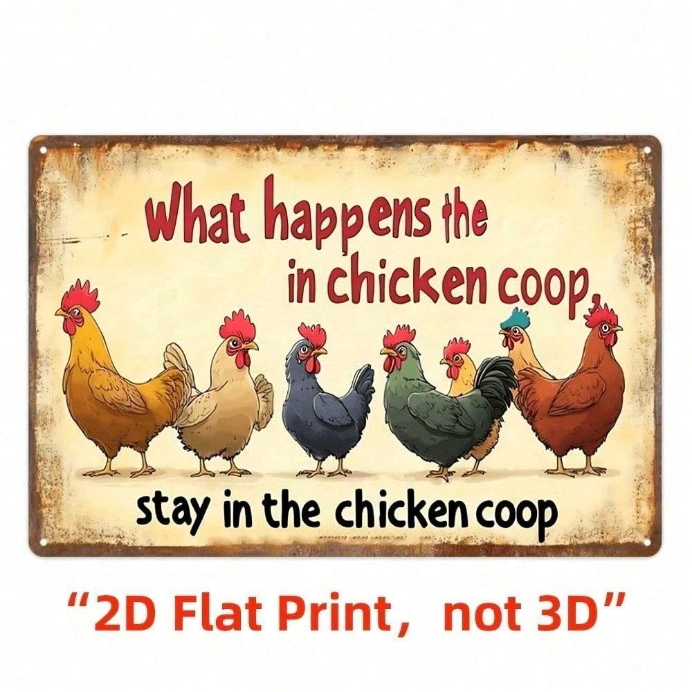 

Vintage Farmhouse Funny Chicken Coop Sign Metal Decor with What Happens in The Coop Stays in The Coop Saying, Rustic Heavy Dut різнокольоровий