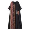 DIMANAF 2025 Plus Size Summer Dress Women Casual Vintage Long Dress Loose Floral Printing Oversized Dress Maxi