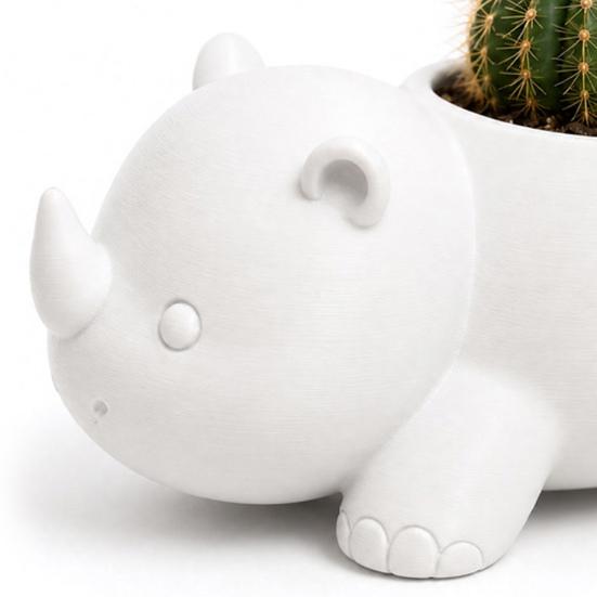 Decorative Animal Shape Planter Cute Rhinoceros Planter, 3D Printed Rhino Flower Pot, Indoor Micro Landscape Pot Plant for Succulents Cactus