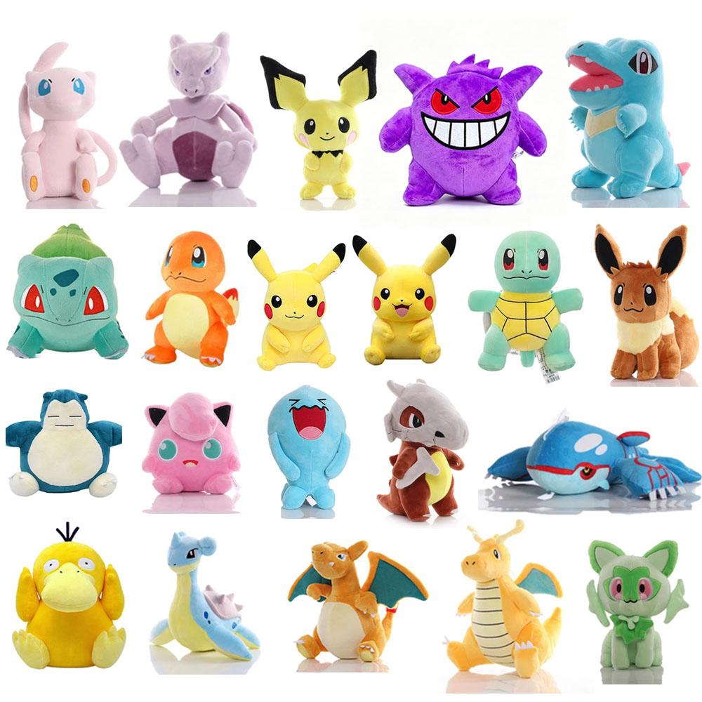 Cute Pikachu Plush Toy Pokemon Charmander Squirtle Bulbasaur Stuffed Doll Eevee Scorbunny Gengar Snorlax Christmas Gifts