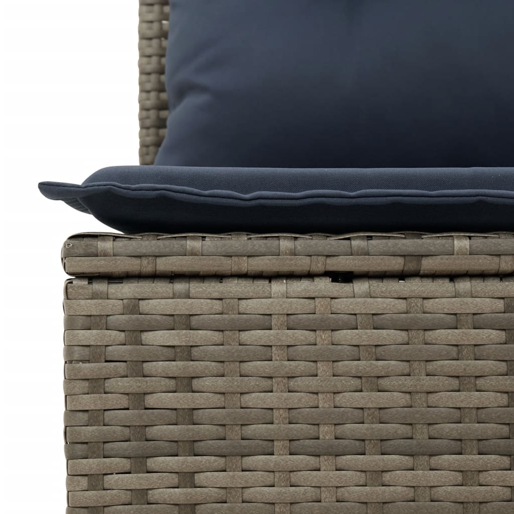 10 Piece Garden Sofa Set with Cushions Gray Poly Rattan