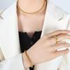 18K Gold Titanium Steel Beaded Zircon Necklace & Bracelet Set for Women