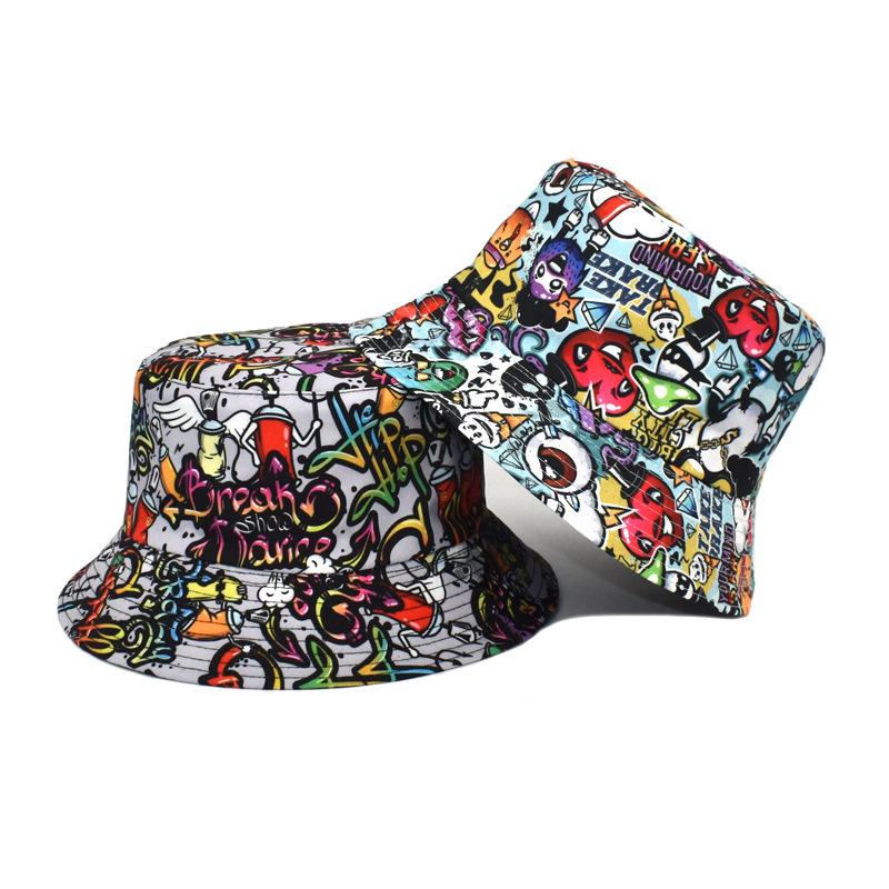 Zealous Sole Women's Graffiti Bucket Hat For Men Hip Hop Street Style Fisherman Cap, Summer Outdoor Travel Beach Sun Protection Unisex Panama 56-58Cm