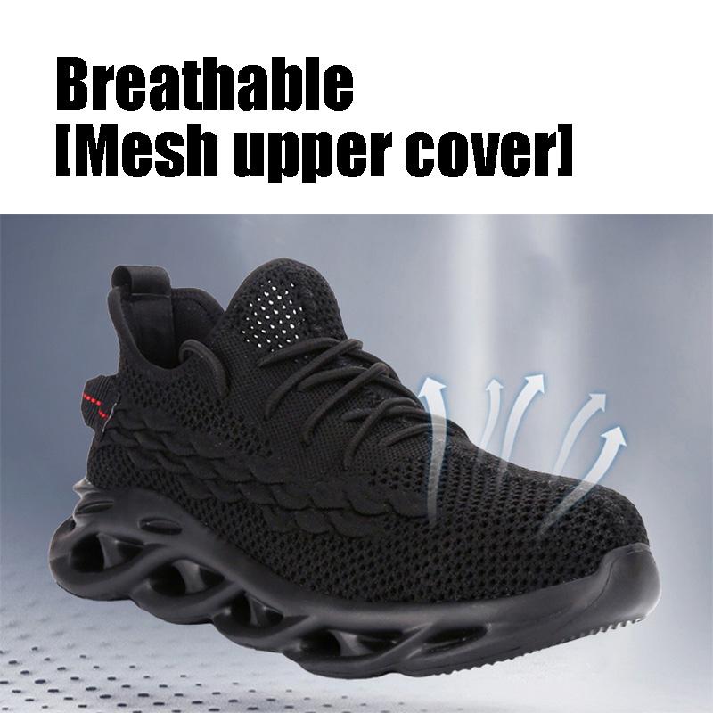 Arbeidsforsikring sko flyvevd pustende stålhode om sommeren. Anti-knusende og anti-piercing isolasjon arbeidssko