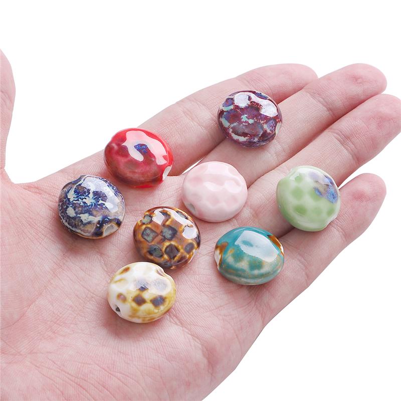 5 ks 19mm květinová glazura porcelánové korálky Oblate kulaté keramické korálky pro výrobu šperků DIY kouzla Náramek Náhrdelník řemesla