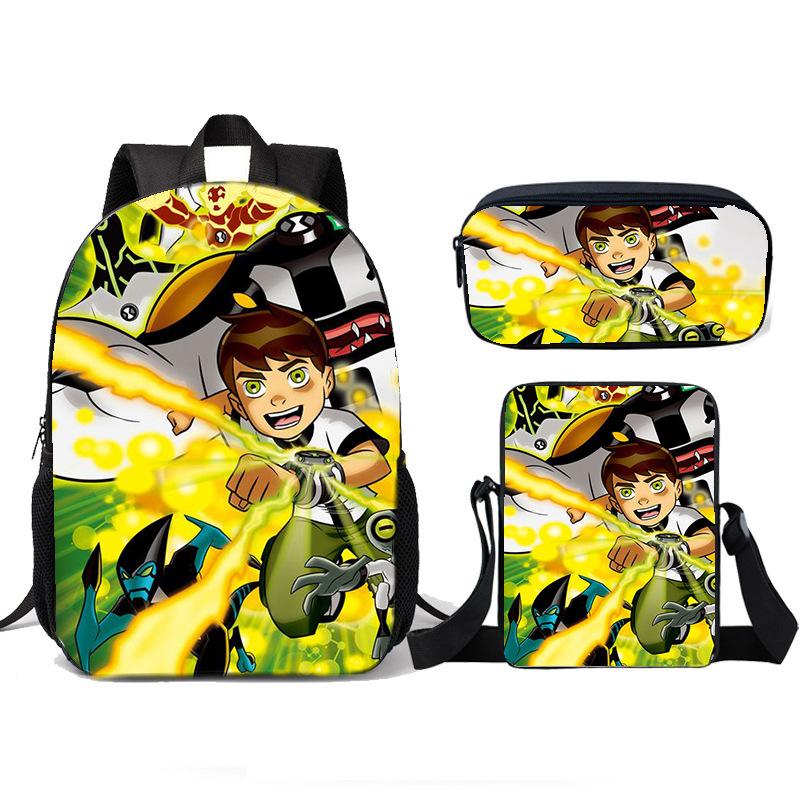Teenage Hacker BEN10 Backpack, Elementary School Backpack, Three Piece Set, Children's Backpack, Shoulder Bag, Pencil Case