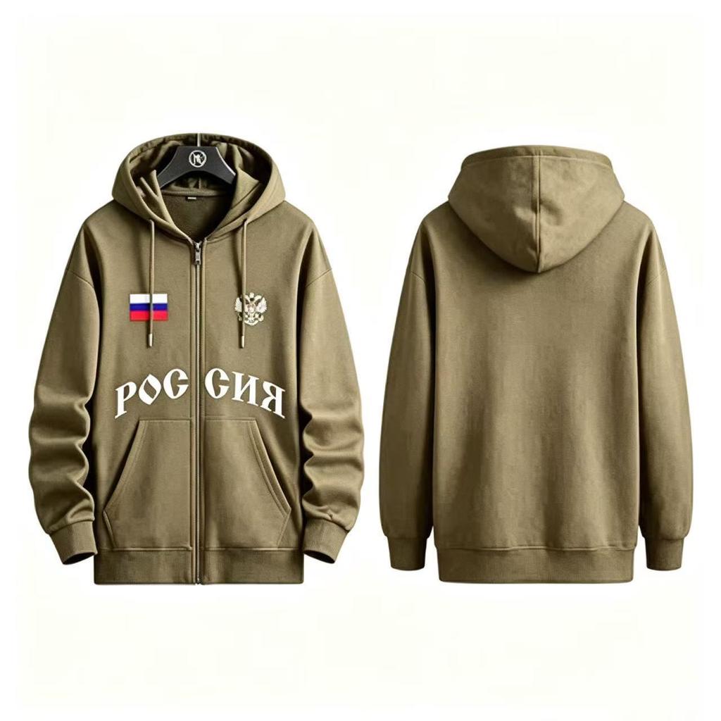 New Russian Print Couple Zipper Hoodie - Hot Selling Unisex Jacket