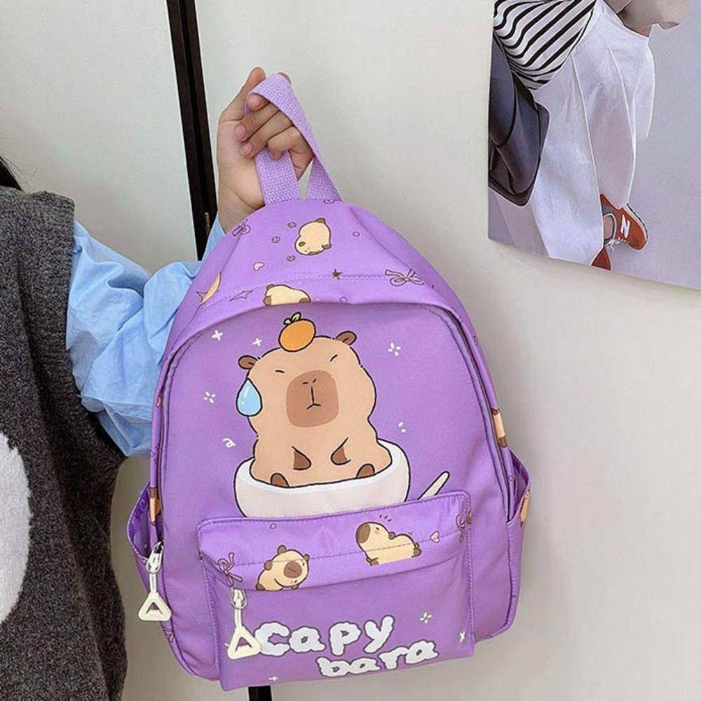 Large Capacity Children's Backpack Lightweight Cartoon Animal Book Bag Capybara Schoolbag Gifts