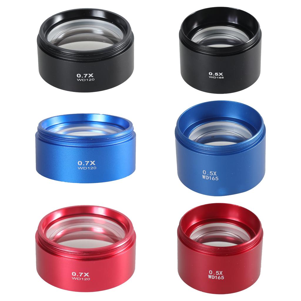 0.5X/0.7X Microscope Camera Lens Aluminium Alloy Auxiliary Barlow Objective Lens Industrial Microscope Barlow Glass Lens