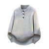Cleanfit Men's Gray Henley Sweater - Soft, Cozy Knitwear for Autumn/Winter