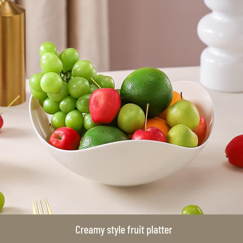 Cream Style Plastic Fruit & Snack Plate Set, 5-Piece