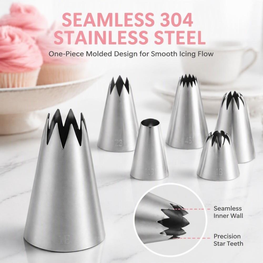 5PCS Seamless Icing Tips 5 Shape Piping Nozzles Premium Frosting Tips Birthday Cake Party
