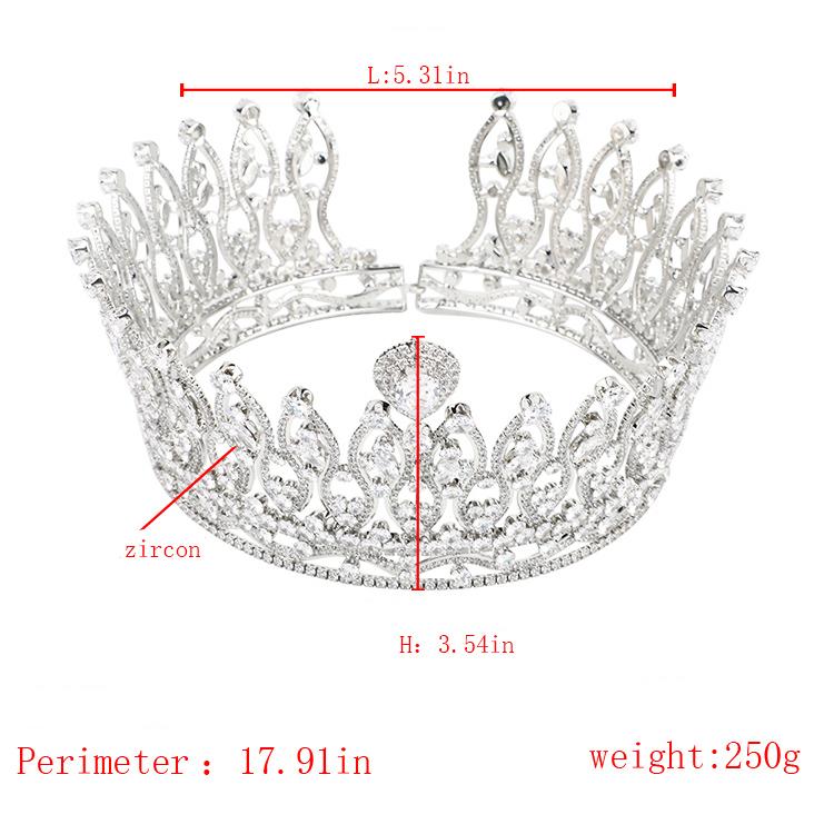 Cubic Zirconia Big Tall Royal Princess Pageant Crown Quinceanera Prom Party Full CZ Bridal Hair Accessories