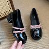 [Ushilai] Französische Mary Jane Schuhe mit dickem Absatz Damen Frühling und Herbst vielseitige Schleife JK Uniform Einzelne Schuhe 2025 Trend
