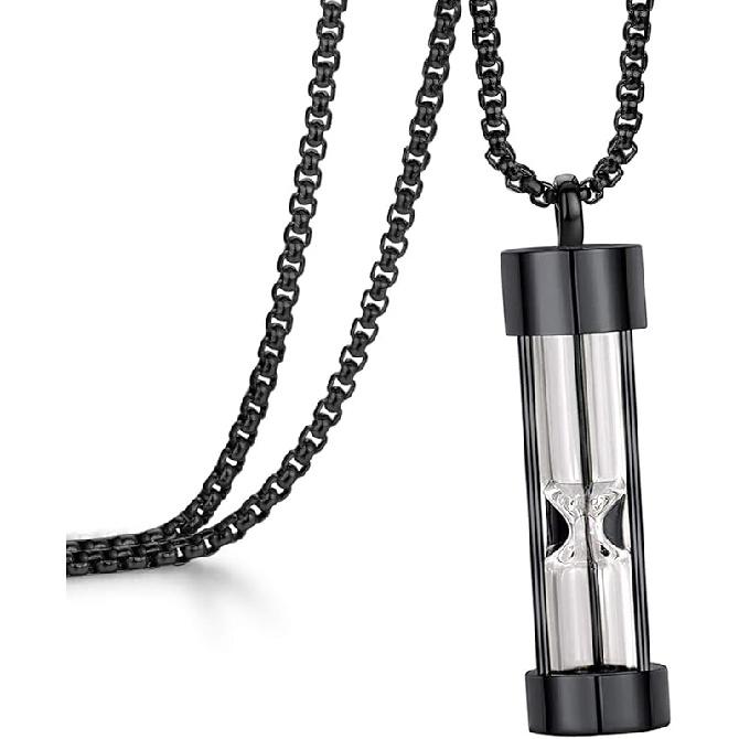 YOUFENG Urn Necklace for Ashes Timeless Hourglass Memorial Pendant Keepsake Cremation Jewelry for Human Pet Ashes