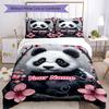 3PC Custom Name Panda Blossom Art Bedding Set Duvet Cover Closure Includes 1 Duvet Cover & 2 Pillowcases for Bedroom