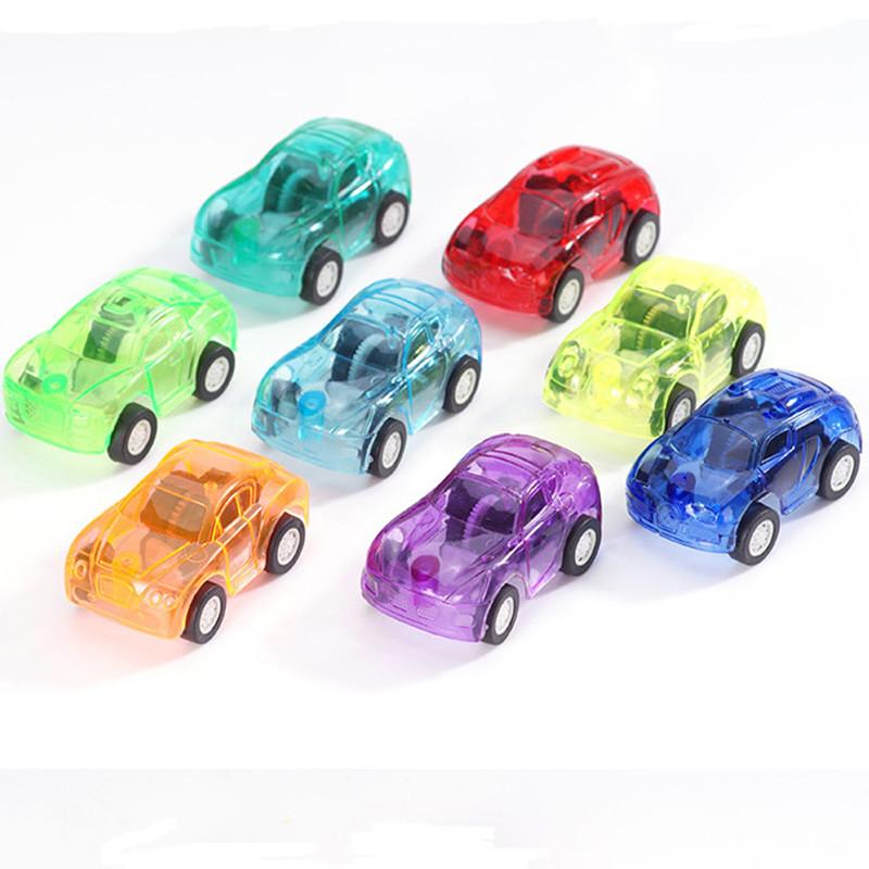 20Pcs Creative Mini Car Boys Kid Plastic Transparent Pull Back Car Small Aircraft Toys Favor Party Educational Birthday Gifts