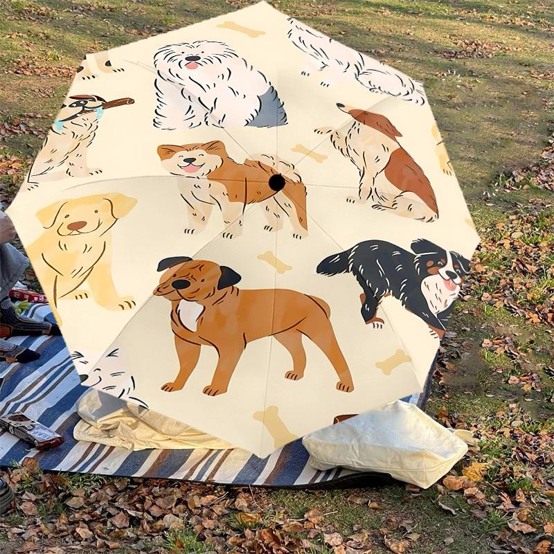 1PC dog pattern Umbrella-8-Rib Reinforced, Automatic Open, Lightweight & Durable, Cute Fashion Accessory for Outdoor-A1298