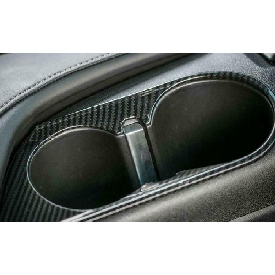 Front Water Cup Holder Cover Trim Bezels For Chevrolet Camaro 2017+ Carbon Fiber
