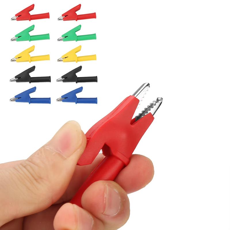 Multicolor Firm Grip Alligator Clips Nickel Plated Copper Insulated Shell for Electrician Testing Laboratory Experiments