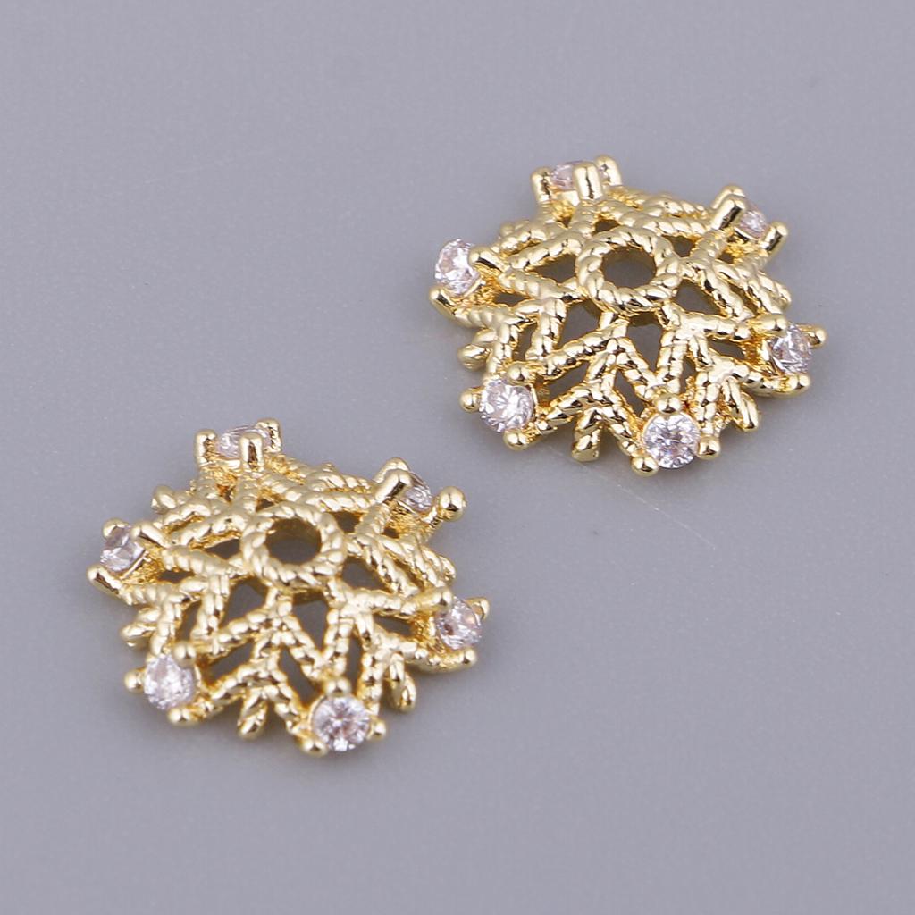 

1 пара бисероплетения, подвески, подвески, колпачки из бисера, торцевая крышка, цветок/снежинка, стразы, фурнитура 10x4mm snowflake золотистый