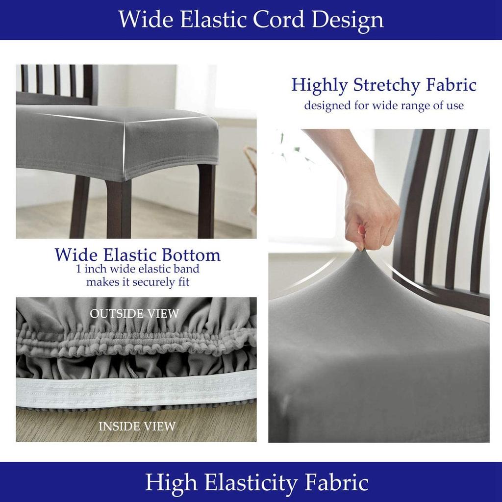 Velvet Stretch Chair Seat Covers Dining Room Removable Washable Chair Seat Protector Slipcover