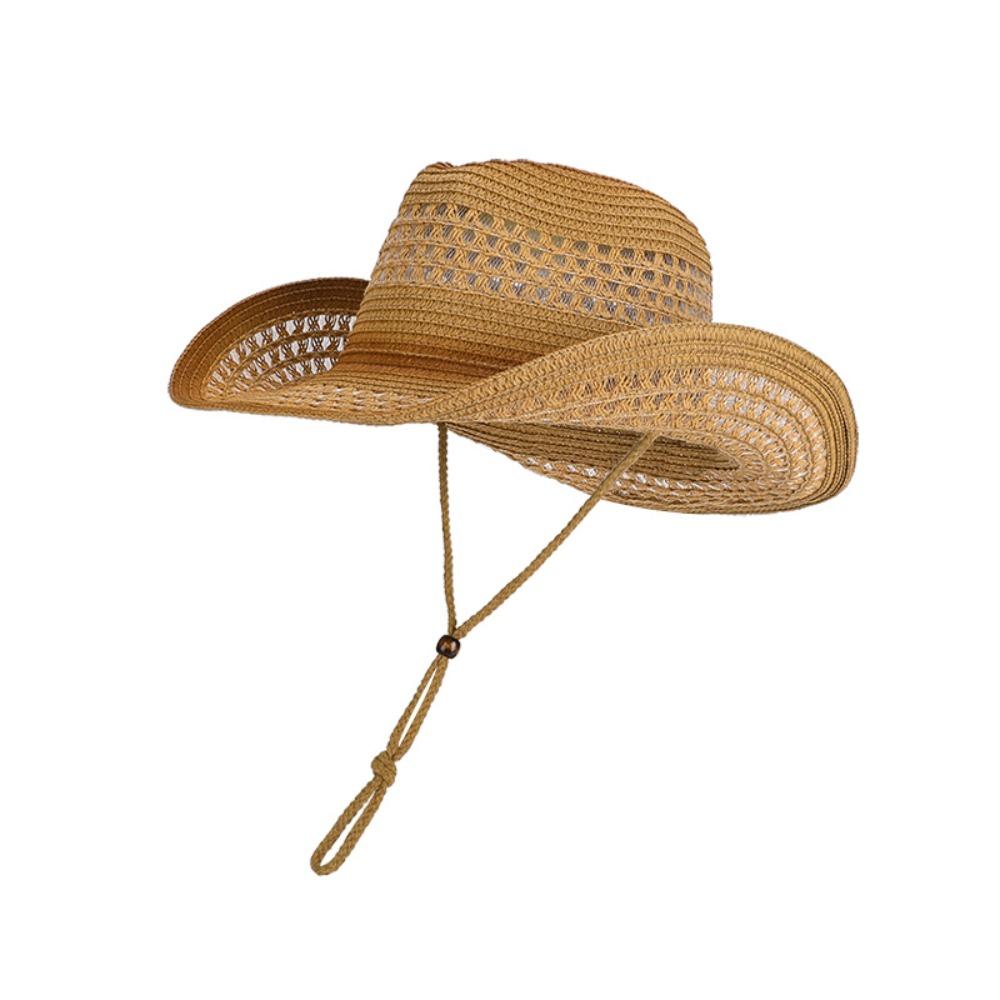 Этнический стиль Западная ковбойская шляпа Широкополая солнцезащитная шляпа Винтажная ковбойская кепка-козырек  Для улицы хаки