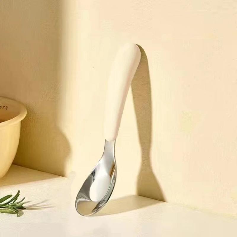 BPA Free Stainless Steel Baby Feeding Spoon Creative Flat Bottom Scoop Easy To Clean for Home Infant Feeding Use