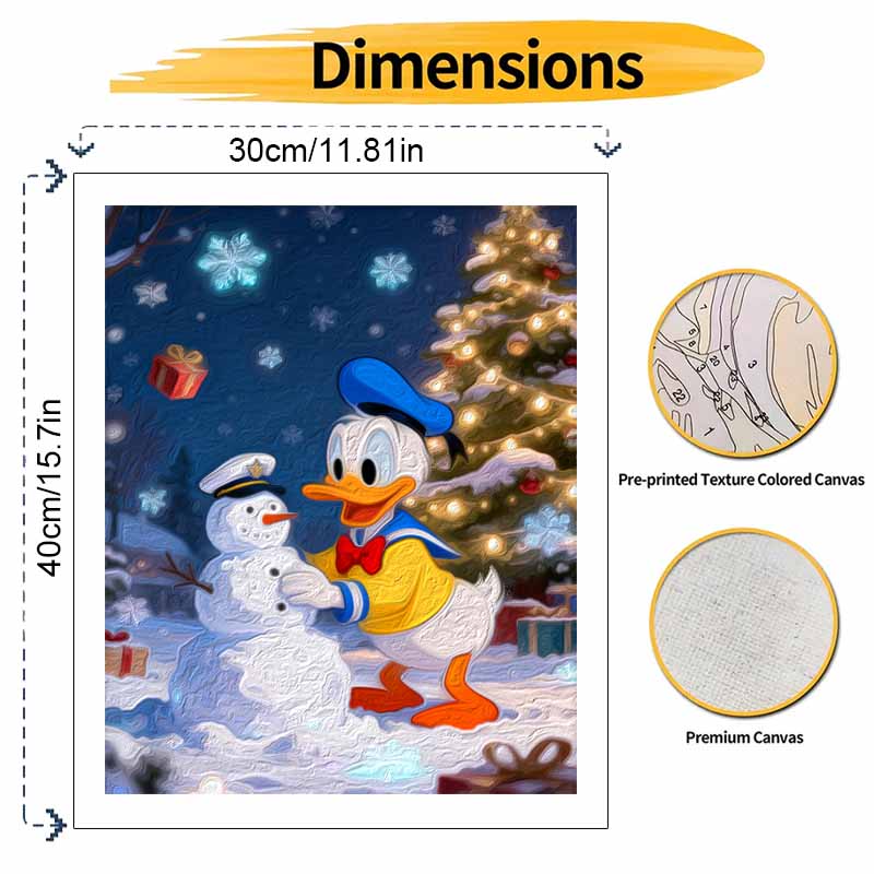 Disney Digital Oil Painting Art Kit Donald Duck Snowman Christmas Handmade Coloring Painting Home Decor