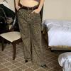 Street Leopard Print Flared Jeans High-waisted Thin Wide-legged Trailing Trousers Personality Retro Casual Trousers