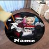 Custom Name Harley Quinn Printed Round Rug Carpet Chair Rug Area Rug Entryway Doormats,for Office Chair Living Room Bedroom Kitchen Room.