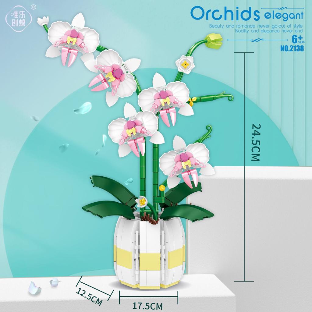Eternal Bouquet Orchid Flowers Phalaenopsis Girl Assembled Building Block Toys Girls Valentine'S Day Gift Compatible Lego