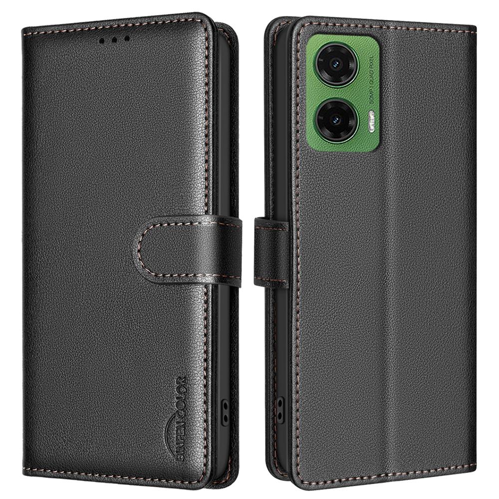 

BINFEN COLOR BF32 Кожаный чехол-кошелек с RFID-блокировкой для Motorola Moto G35 5G A