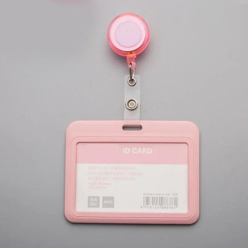 Women Man Credit Card Cover Case with Retractable Buttons Pouch Creative Transparent Nurse Badge Doctor ID Holder Clip Badge